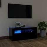 SECOLI TV Schrank led 90cm TV Lowboard mit LED TV Board LED Lowboard TV Schrank Fernsehschrank fernsehtisch tv Cabinet tv Bank TV möbel-Schwarz-90x35x40 cm