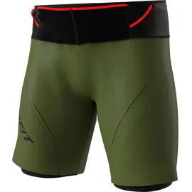 Dynafit Ultra 2-in-1-shorts - Winter Moss / Black / DNA Green - 2XL