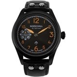 Marschall Original Herren Armbanduhr I Pilota Arancio I Piloten-Funkuhr mit schwarzem Lederarmband I Lumineszierende Zeiger I Modern und leistungsstark