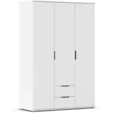Rauch Möbel Essea, Drehtürenschrank, Kleiderschrank, Garderobe, Schrank, Kleiderschrank weiß, 3-türig, 2 Schubkästen, Farbe Alpinweiß, 127x188x52cm