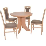 HOFMANN LIVING AND MORE Essgruppe »5tlg. Tischgruppe«, (Spar-Set, 5 tlg 5tlg. Tischgruppe), Buche-Nachbildung + braun + Buche-Nachbildung, , 67609260-0 B/H/T: 45 cm x 95 cm x 48 cm,