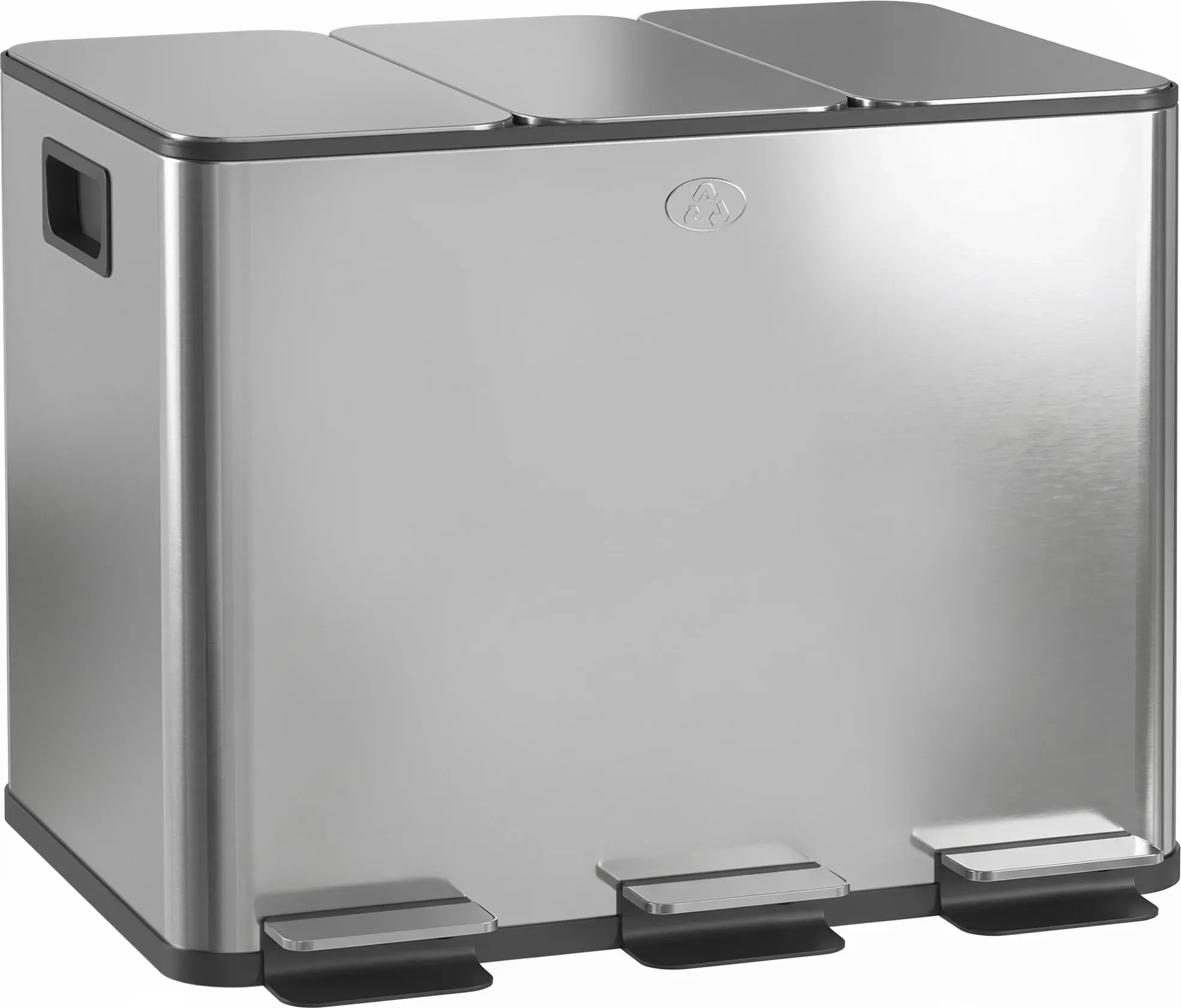 HOMCOM Mülleimer 3 x 20L Abfalleimer aus Edelstahl Mülltrennsystem mit Softclose Deckel und Herausnehmbare Inneneimer, Treteimer mit Deodorant-Fächern für Wohnzimmer, Büro, Silber   Aosom