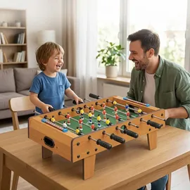 Relaxdays Tischkicker, Hellbraun, Holzwerkstoff, Kunststoff, Metall, 69x60 cm, Spielzeug, Kinderspielzeug, Kinderspiele