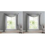 Querbehang Freihanddeko aus transparentem Voile, die ideale Ergänzung zu unseren Gardinen, 140x600, Grau, 560 (Packung mit 2)