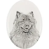 Keeshond, Wolfsspitz, Deutsche Spitze - Gedenktafel mit einem Foto eines Hundes, Grabplatte mit Druck, personalisierte ovale Platte der Marke Art-Dog
