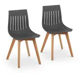 FROMM & STARCK 2er Set bis 150 kg Lehnstuhl Kunststoff Holzbeine Buche grau Designstuhl