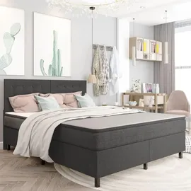 vidaXL Boxspringbett 180 x 200 cm Dunkelgrau