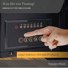 Heidenfeld Home & Living Heidenfeld Elektrokamin HF-WK300, elektrischer Kamin mit 3D-Flammeneffekt, 1500W, 3J Garantie, Timer (Schwarz, 84.0 x 45.0 cm)