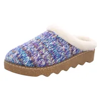 Rohde Damen Clog Warmfutter Pantolette Textil Strickoptik kuschelig Foggia-D 6116, Größe:40 EU, Farbe:Blau - 40