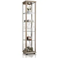 K-Möbel Glasvitrine Sonoma Eiche, Glas, 4 Fächer, Rechteckig, 37x176x33