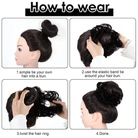 luxuskollektion 2er Set Echthaar Haargummi Dutt Gelockt