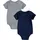 Levi's Kurzarmbody LEVI'S KIDS "BATWING 2PK BODYSUIT", Jungen, Gr. 1 (62/68), N-Gr, blau (grau, meliert, blau), Jersey, Obermaterial: 60% Baumwolle, 40% Polyester, bedruckt, Basic, amerikanischer Ausschnitt, Bodys, UNISEX von Levi's Kids für Babys