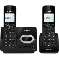 VTech CS2051 Schnurloses Telefon mit Anrufbeantworter und 2 Mobilteilen, ECO+ Modus, Seniorentelefon, Festnetz, Anrufblockierung, Freisprechfunktion, große Tasten, 1-zeilige Anzeige, Schwarz