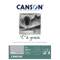 Canson "C" à Block, DIN A4, 30 Blatt, 250 g/m2, Grau-meliert, leicht gekörnt