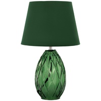 Pauleen Crystal Velvet Tischleuchte Stoffschirm Tischlampe aus Glas Grün