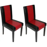 Mendler 2er-Set Esszimmerstuhl Stuhl Küchenstuhl Littau ~ Kunstleder, schwarz-rot,