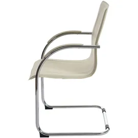 MCW Esszimmerstuhl Perm, Freischwinger Küchenstuhl Lehnstuhl Stuhl, Stahl ~ creme