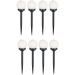 8er Set LED Außen Solar Lampen Kugel Design Erd Spieß Steck Leuchten Garten Weg Beleuchtung