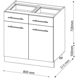 Vicco Schubladenschrank Fame-Line 80 x 60 x 82 cm Grau