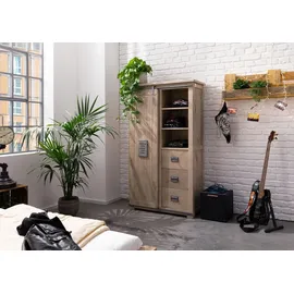 Massivmoebel24 Kleiderschrank Mango 100 x 175 x 45 cm Beige/Weiß