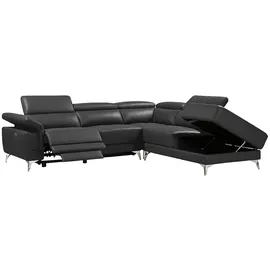 vente-unique Relaxsofa Ecksofa Leder elektrisch - Ecke Rechts - Anthrazit - PASCALINE
