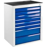 PROREGAL Schubladenschrank Kobra mit 8 Schubladen | HxBxT 90x71x55cm | Lichtgrau/Blau