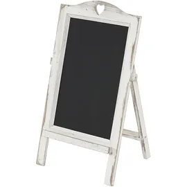 Mendler Werbetafel HWC-E51, Aufsteller Kreidetafel, 66x37x27cm Shabby-Look Vintage ~ weiß