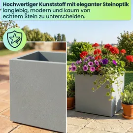 ethick Quadratischer Blumentopf 47 x 47 x 39 cm Beton-Grau