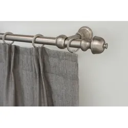 Gardinenstange GARESA "ANDREA", silber (mattnickelfarben), L:110cm Ø:20mm, Metall, Gardinenstangen, Vorhanggarnitur, verlängerbar, Endknopf Profil klein, mit Ringen