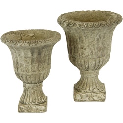 I.GE.A. Übertopf Antik-Keramikpokal (Set, 2 Stück) grau