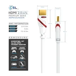 CSL 8k HDMI Kabel 2.1, 4K Ultra HD, UHD, Full HD, 3D, ARC, High Speed mit Ethernet, HDMI Typ A - 7,5m