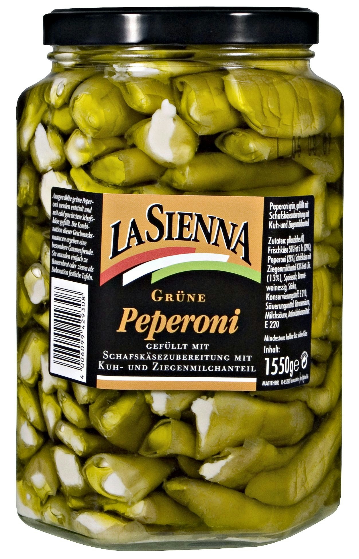 MATITHOR La Sienna Peperoni grün, gefüllt mit Frischkäse (1,1 kg)