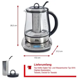 Solis Tee- & Wasserkocher, 1,2 L Volumen, Programmierbare Tee Tasten, 360° Basis