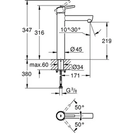 Grohe Eurosmart Cosmopolitan XL-Size Einhandmischer chrom 23921000