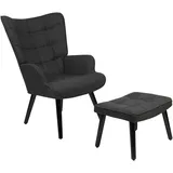 Hela Paros, incl. Fußhocker, Webstoff Anthrazit, Massivholzfuß lackiert, 68x75x97cm