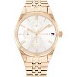 Tommy Hilfiger Multi Zifferblatt Quarz Uhr für Damen mit Rotgoldfarbenes Edelstahlarmband - 1782593