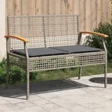 Teenpull – Gartenbank Mit Kissen Grau Poly Rattan Akazienholz