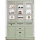 Casa Padrino Küchenbuffet Landhausstil Küchenschrank Hellgrün / Weiß 164 x 50 x H. 226 cm - 2-teiliger Massivholz Esszimmer Schrank - Landhausstil Esszimmer Möbel