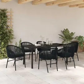 vidaXL Garten Essgruppe 7 pcs Schwarz Pulverbeschichteter Stahl - Schwarz