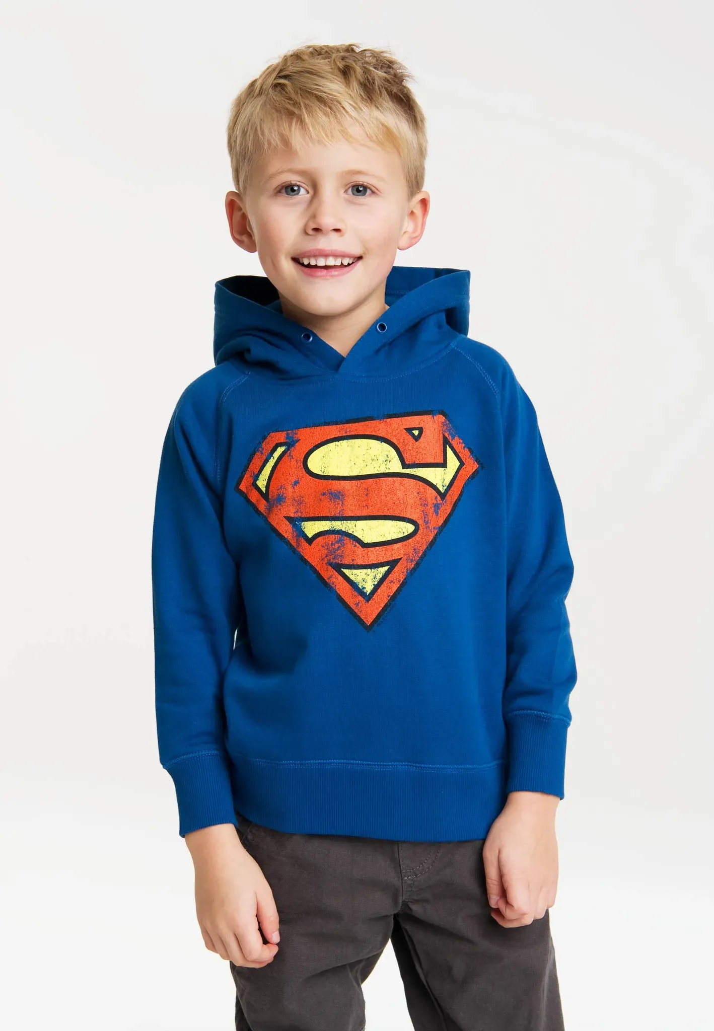 Kapuzensweatshirt LOGOSHIRT "DC - Superman Logo" Gr. 92/98, blau Herren Sweatshirts mit Superman-Logo