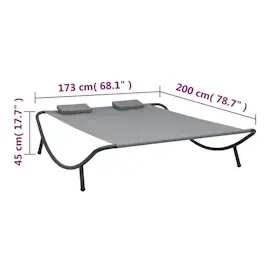 vidaXL Doppelliege 200 x 173 x 45 cm anthrazit