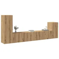 VidaXL 4-tlg. TV-Schrank-Set Wandmontage Artisan-Eiche Holzwerkstoff
