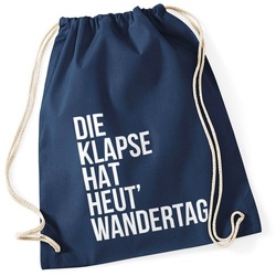 Autiga Turnbeutel Turnbeutel Klapse hat heut Wandertag Hipster Beutel Tasche Jutebeutel Gymbag blau