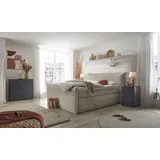 Set One by Musterring Boxspringbett "Florida", grau (hellgrau), L:228cm, SET ONE BY MUSTERRING, Komplettbetten, Boxspringbett, in modernem Cord-Bezug, mit Bettkasten, in 3 Größen erhältlich