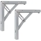 MS Beschläge - Paar Schwerlast Klappkonsolen Silbergrau 405x405mm 3-stufig einstellbar Stahl