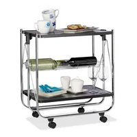 Relaxdays Serviertablett klappbar Schwarz,Silber