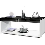 Vladon Couchtisch, Schwarz Hochglanz, Holzwerkstoff, 104x40.5x58 cm, Wohnzimmer, Wohnzimmertische, Couchtische