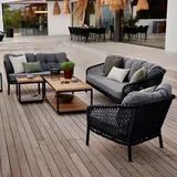 Cane-Line Ocean Loungeset 5-tlg. mit Tischen Aluminium/Teak Natur|Dunkelgrau