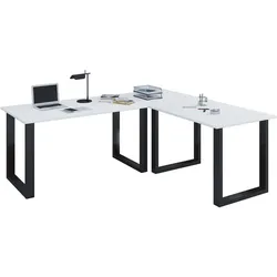 VCM Holz  Schreibtisch Computertisch Arbeitstisch Büromöbel Eckschreibtisch Lona Tiefe 50 U Alu Schwarz