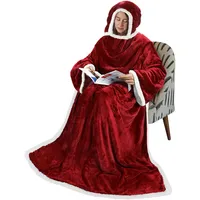 Catalonia Classy Tragbare Decke mit Ärmeln und Kapuze, warme, bequeme, große Fleece-Plüsch-Überwurfdecke mit Ärmeln, Armen für erwachsene Frauen und Männer - 183 x 140 cm